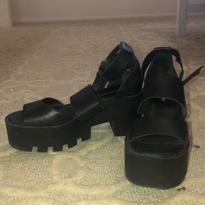 Windsor Smith black Puffy Leather Platform Sandals